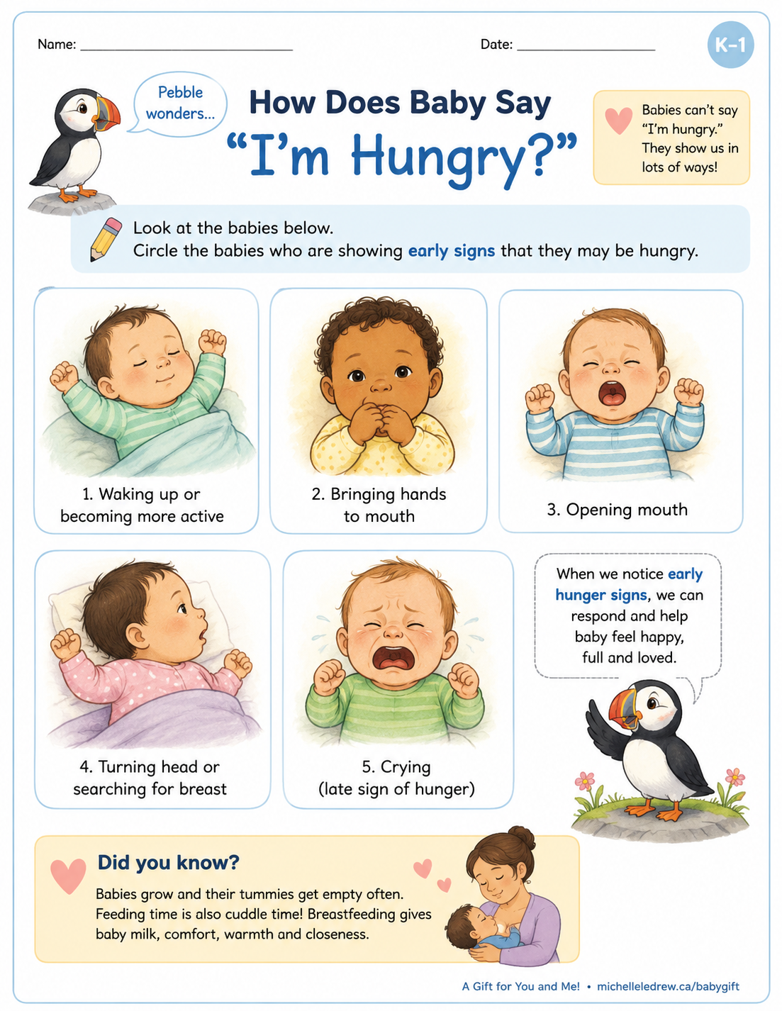 k 3 how to tell when baby is hungry