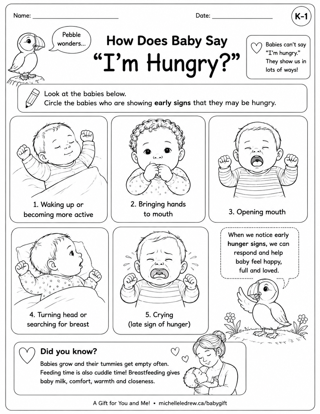 k 3 how does baby say i'm hungry (black and white)