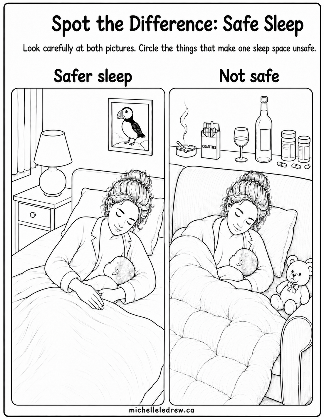 safer sleep spot the difference